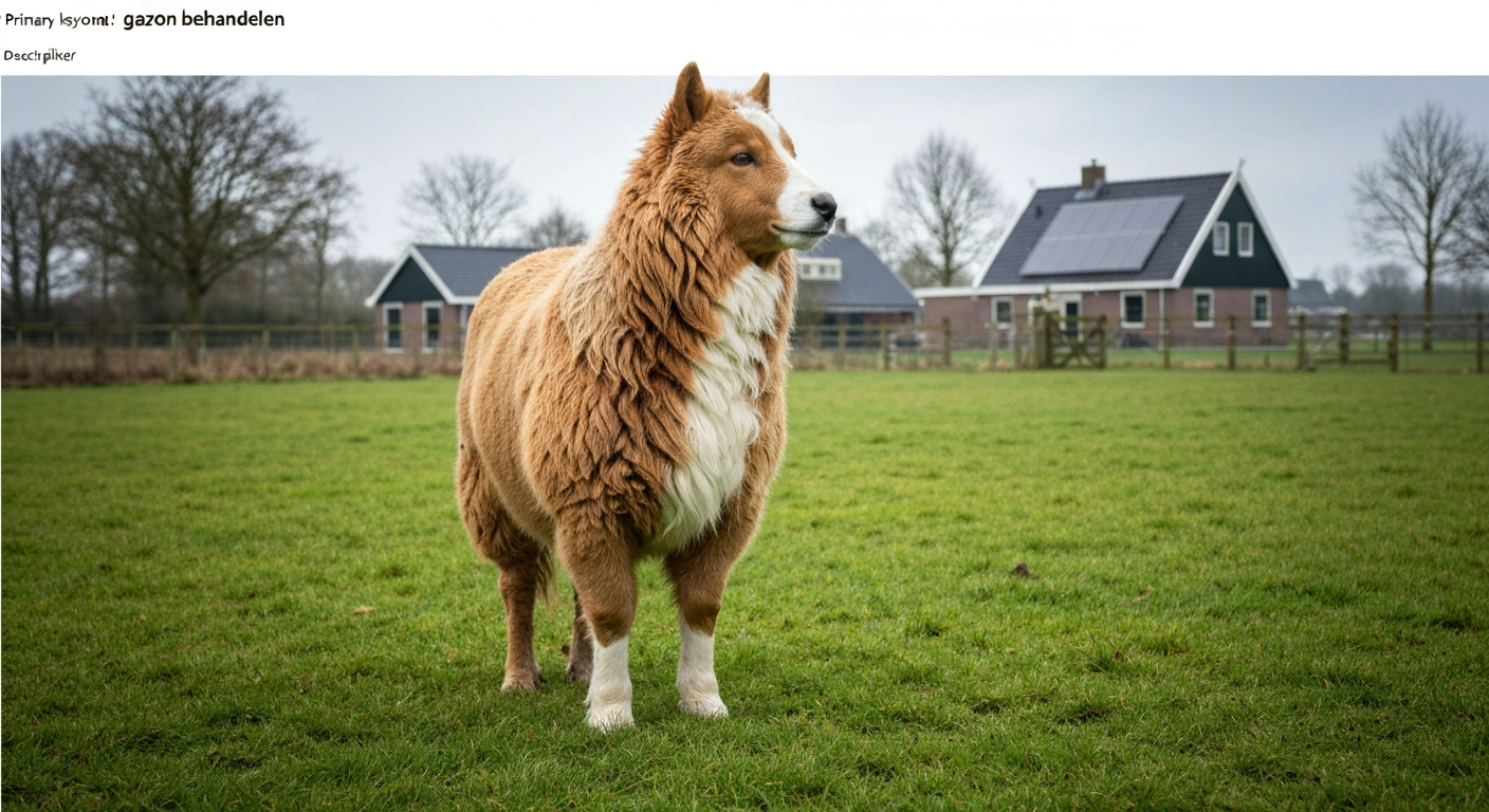 Gezond Nederlands gazon in voorjaarslicht met bakstenen huis op de achtergrond