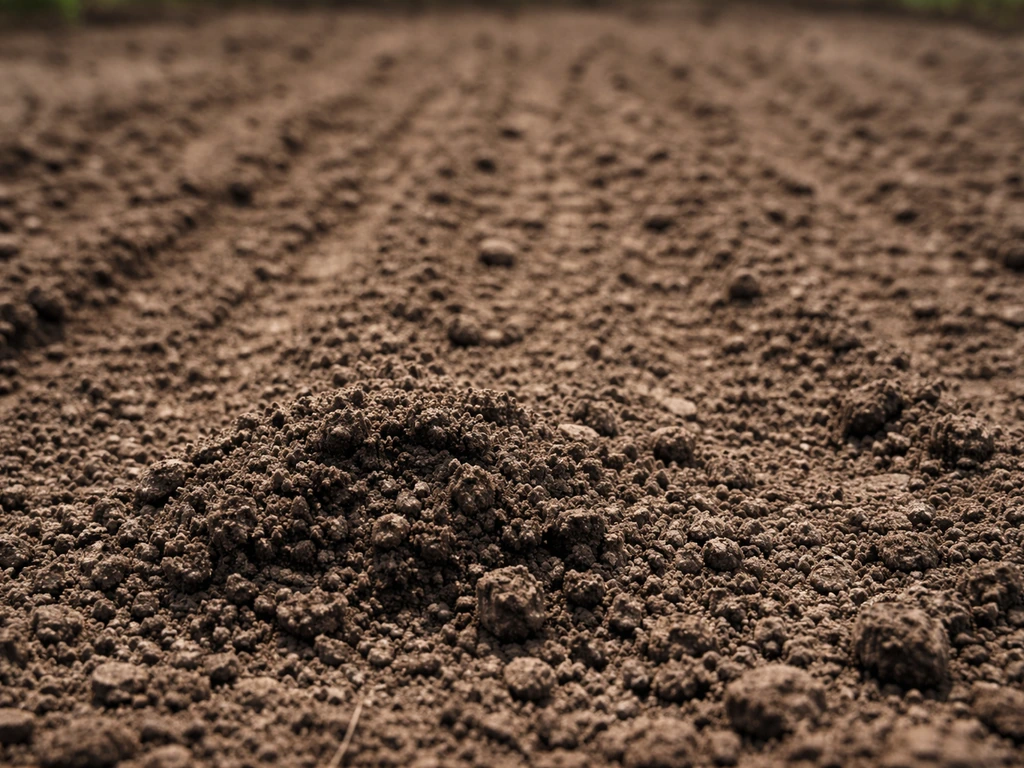 Close-up van een fijn bewerkt zaaibed met losse, vochtige aarde en harksporen in de moestuin.
